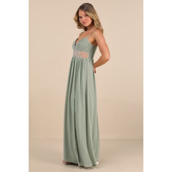 Lulus Kaylin Sage Pleated Lace Maxi Dress - Picture 5 of 11